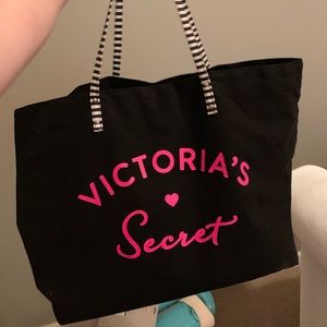 Victoria’s Secret Black Striped tote beach bag